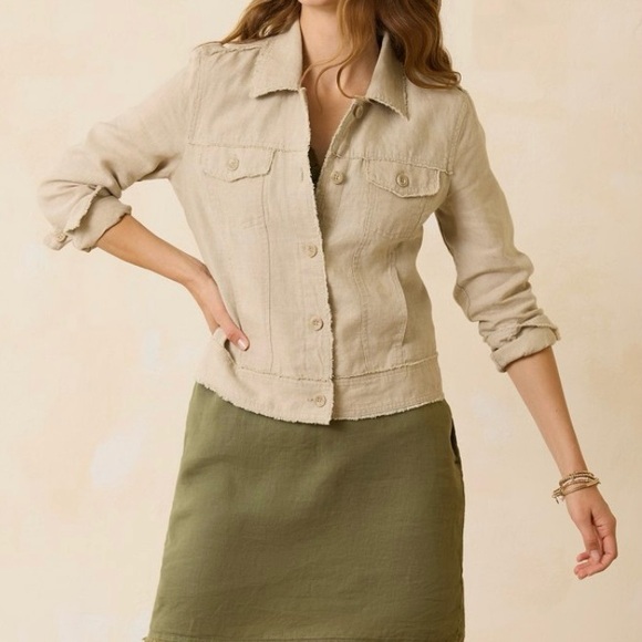 Tommy Bahama Two Palms Linen Raw-Edge Jacket in brilliant blue. Like new. - Picture 5 of 8